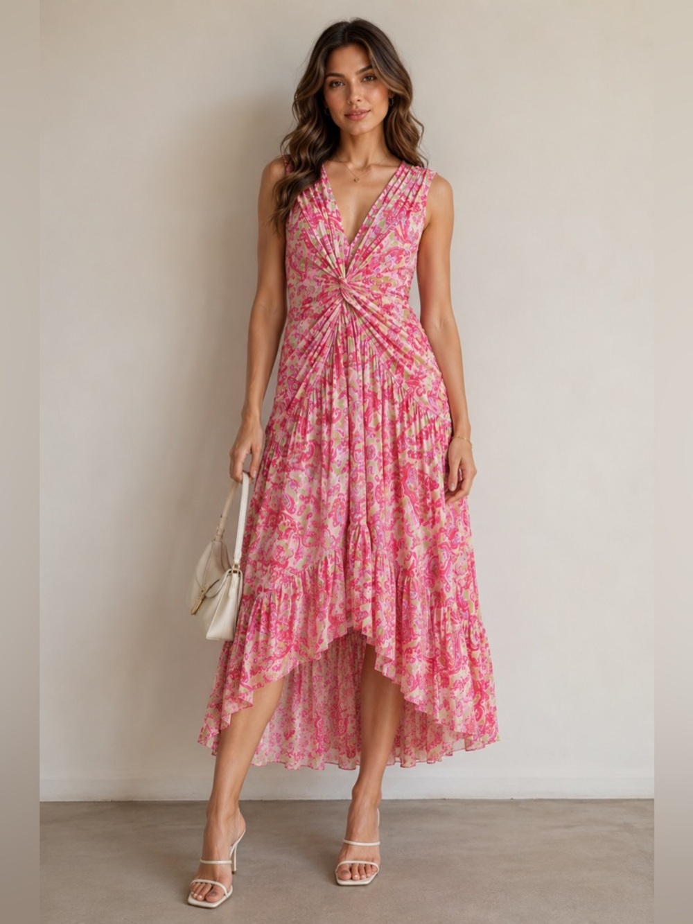 MISA Ava Paisley Print Stretch Tulle Midi Dress Size M Cottagecore old money #80